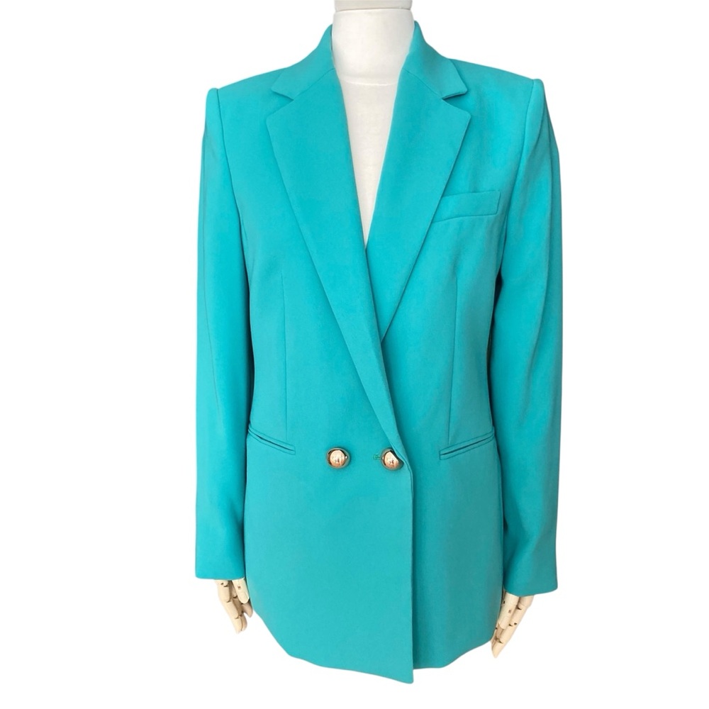 MNG | Green Tailored Blazer | Gold Button Structured Classic Jacket M